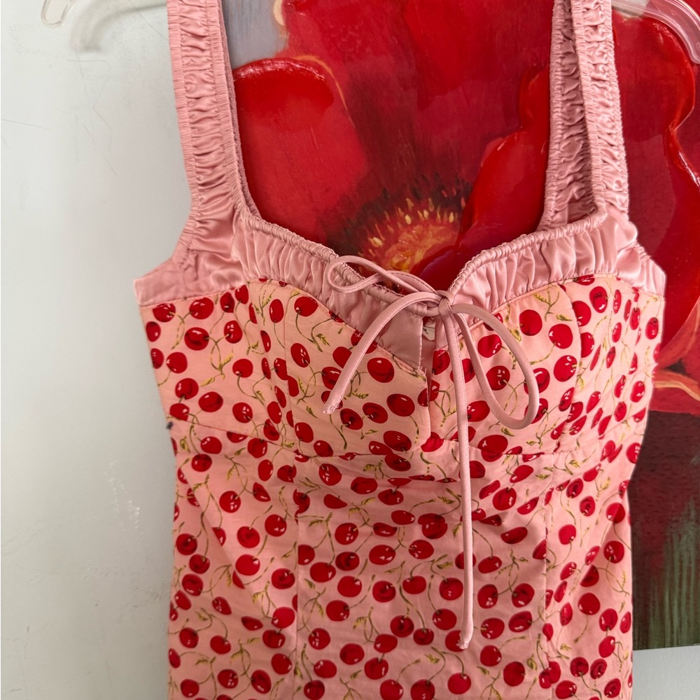 ASTR The Label Cherry Pink Milkmaid Cropped Cami Valentines Bustier Top S NWT - Picture 3 of 12